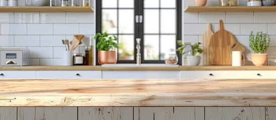 Poster - Blur Kitchen Room Interior of Background, product display template. Copy space image. Place for adding text and design