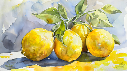 Canvas Print - watercolour lemons