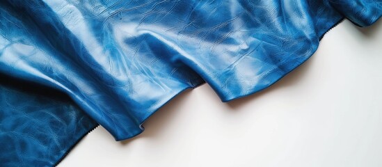 Poster - fold blue leatherette sing on white background. copy space image. place for adding text and design