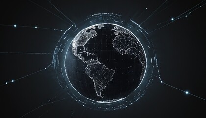 Poster - Interconnected Data Streams Orbiting a Digital Globe