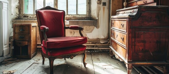 Poster - old furniture that is renovated. copy space image. place for adding text and design