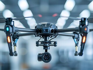Poster - close up view of intricate high tech drone showcasing advanced aerial filming technology