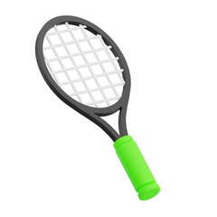 Wall Mural - 3D render racket tennis icon illustration. Isolated on transparent background