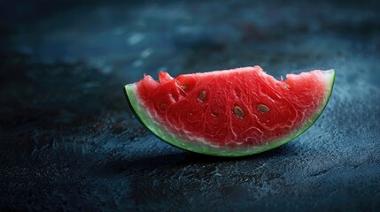 Wall Mural - Bright red watermelon sliced against a dark backdrop