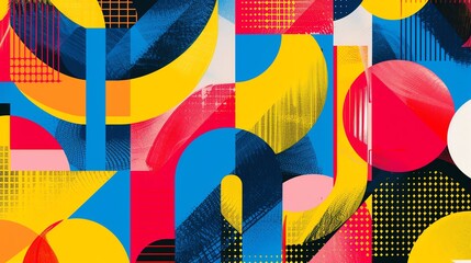 Poster - Vibrant abstract geometric background with colorful shapes, lines, and patterns. Modern artistic design for creative projects and decor.