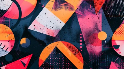 Poster - Vibrant abstract geometric shapes in bold colors with a modern artistic design. Suitable for backgrounds and creative projects.