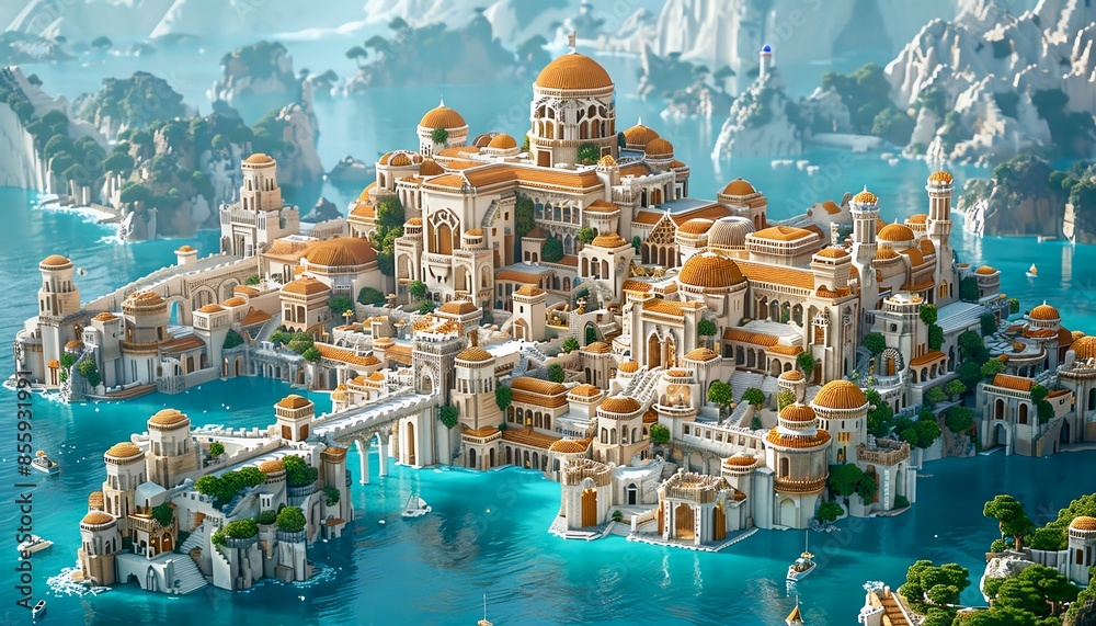Desert Cliff City A city built into the cliffs of a vast desert Stock ...