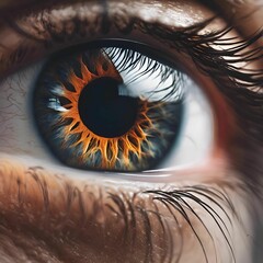 Sticker - AI generated illustration of a close-up of a human eye