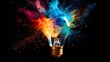 © Thares2020 - Explosive Brilliance A Colorful Burst of Creative Ideas from a Shattered Light Bulb