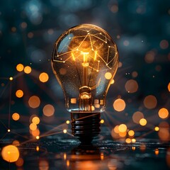 Poster - Glowing Abstract Light Bulb with Interconnected Network Symbolizing Innovative Tech Ideas and Creative Concepts