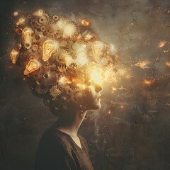 Poster - Mind Aglow with Ideas and Innovation Symbolizing Creativity and Intellect