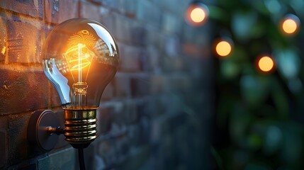 Poster - Powered up Idea Concept with Glowing Light Bulb Symbolizing New Creativity and Opportunity