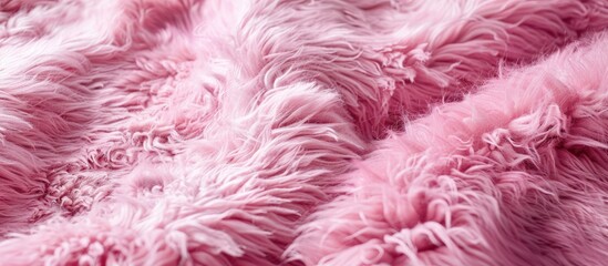 Poster - close up of a pink dyed sheepskin rug as a background. copy space image. place for adding text and d