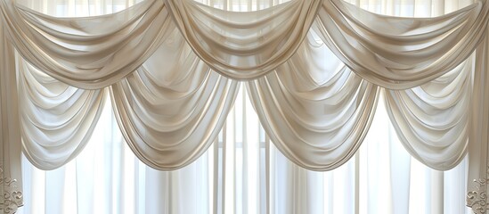 Poster - window decoration. curtains. interior textiles. copy space image. place for adding text and design