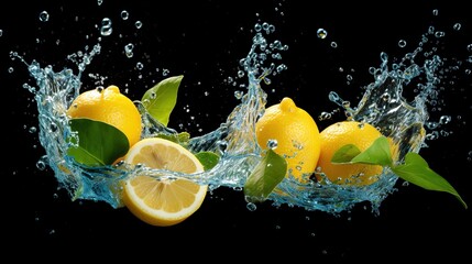 Sticker - lemon in water splash