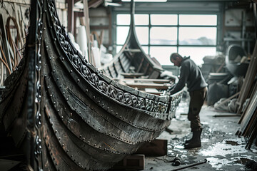 Wall Mural - Traditional Viking Ship Build by Skilled Craftsmen  