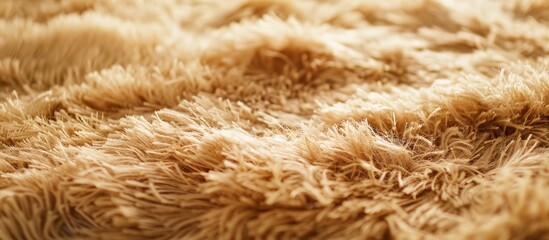 Sticker - Beige shaggy carpet texture closeup - textile background. Copy space image. Place for adding text and design