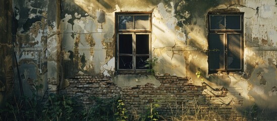 Poster - Abstract ruines old abandoned house. Copy space image. Place for adding text and design