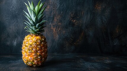 Yellow and orange pineapple on a black backdrop