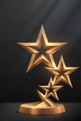 Wall Mural - golden star award on black background
