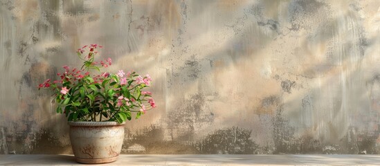 Poster - Flowerpot on the wall. Copy space image. Place for adding text and design