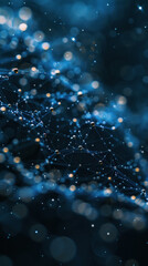 Poster - A blue and gold image of a starry night sky with a lot of dots. The image is blurry and has a dreamy, ethereal quality to it