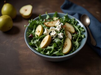 Wall Mural - Arugula and pear salad with blue cheese