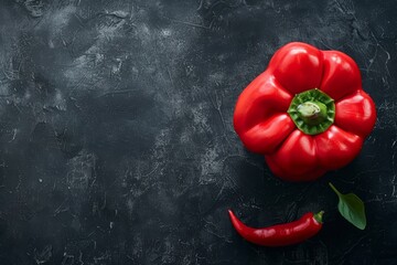 Wall Mural - Red pepper ready to be cooked top view