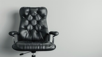 Canvas Print - Black office chair set against a white backdrop