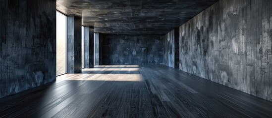 Wall Mural - Empty abstract interior with black decor. Copy space image. Place for adding text and design
