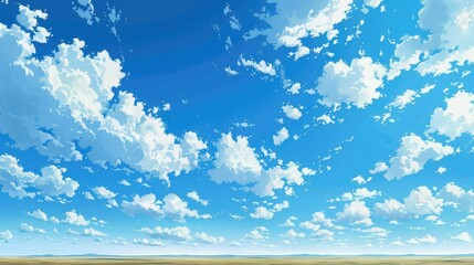 Wall Mural - Beautiful Clouds in a Clear Blue Sky Over an Empty Landscape