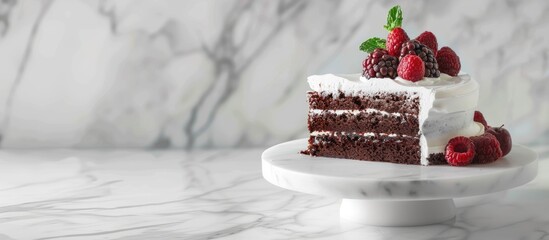 Wall Mural - luxury marble cake plate isolated on white. copy space image. place for adding text and design