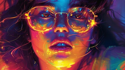 Wall Mural - Illustrate a portrait glowing with vibrant hues