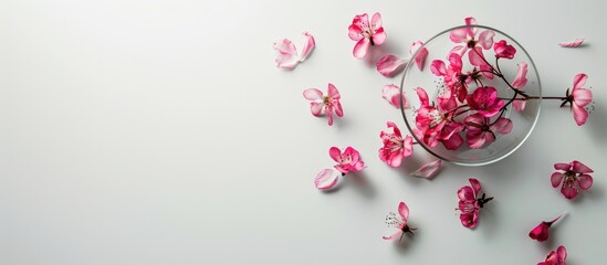 Wall Mural - decorative flower in the glass on white wall. Copy space image. Place for adding text and design