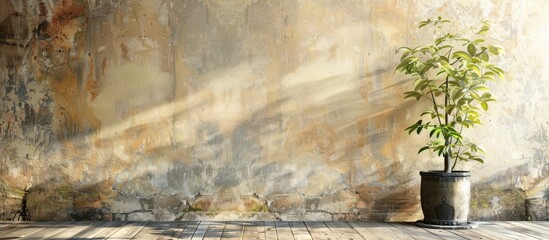 Poster - Old Interior Design With Vintage Grunge Wallpaper. Copy space image. Place for adding text and design