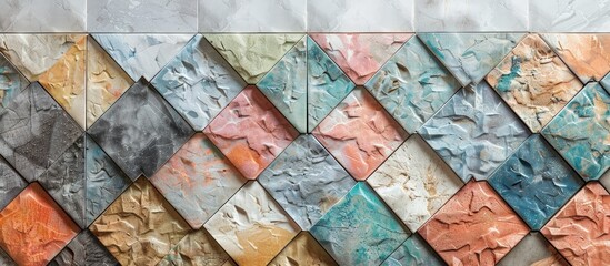 Poster - Kitchen tiles Decor, Multicolor digital wall tiles design for interior abstract home decor used ceramic wall tile background texture. Copy space image. Place for adding text and design