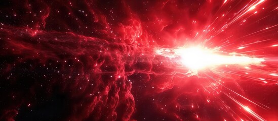Wall Mural - The red color galaxy light horizon cloud in the image represents passion, excitement and energy