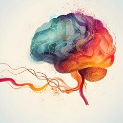 Poster - dynamic brain concept flowing shapes and lines symbolizing creative thinking and ideas