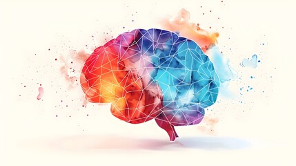 Poster - Colorful Abstract Brain Showcasing Cognitive Concepts