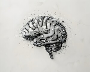 Poster - minimalist line drawing highlighting the intricate lobes and structures of the human brain concept