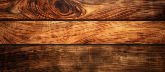 Poster - Almond wood texture with dark brown strip. Copy space image. Place for adding text and design