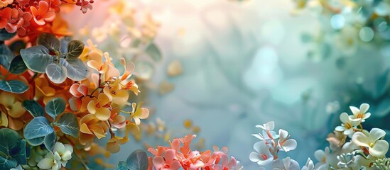 Poster - decorative artificial flowers. copy space image. place for adding text and design