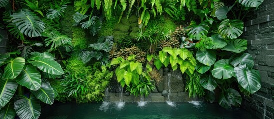 Poster - Fresh plants walls in spa for background. Copy space image. Place for adding text and design