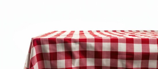 Wall Mural - Table cloth kitchen red color isolated on white. Copy space image. Place for adding text and design