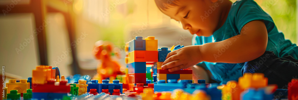 Young children engaged in building activities with blocks, highlighting ...