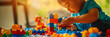 © Dmitry - Young children engaged in building activities with blocks, highlighting the joy of play and early childhood education for use in family and learning-oriented media.