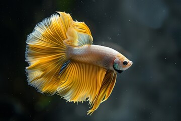 In the tank, a Betta Gold Copper Halfmoon Plakat HMPK Male fighting fish stands out