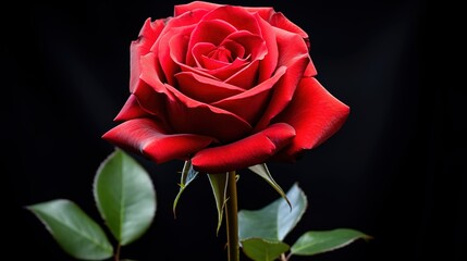 Poster - red rose on black background