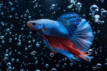 Wall Mural - Fighting Fish Splendens in a fish tank, Betta fish siamnese