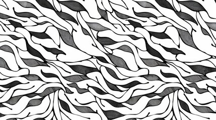 Poster - Black line art pattern on a white background for wallpaper fabrics and cards